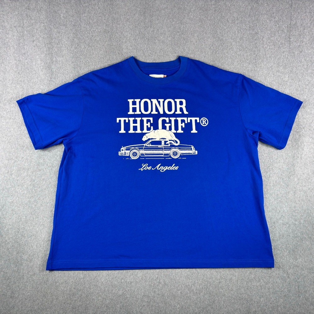 Honor The Gift Los Angeles Car Panther Graphic Oversized T-Shirt Blue XL
